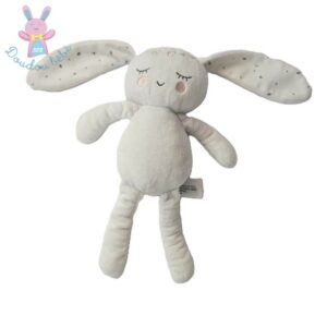 Doudou Lapin dormeur blanc rose couronne fleurs SIMBA (bon état)