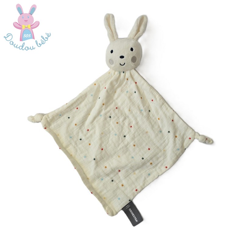 LOT DE 2 DOUDOUS : Doudou plat Sophie la GIRAFE velours écru et marron Attache tétine (réf D-1038LOT) Occasion très bon état