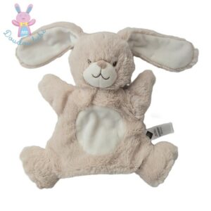 Doudou Lapin marionnette blanc et beige clair TEX BABY