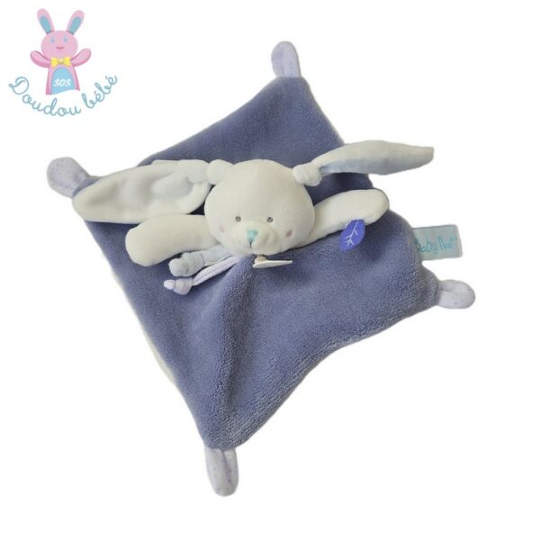 Doudou Lapin blanc polaire bleu tout doux BABY NAT