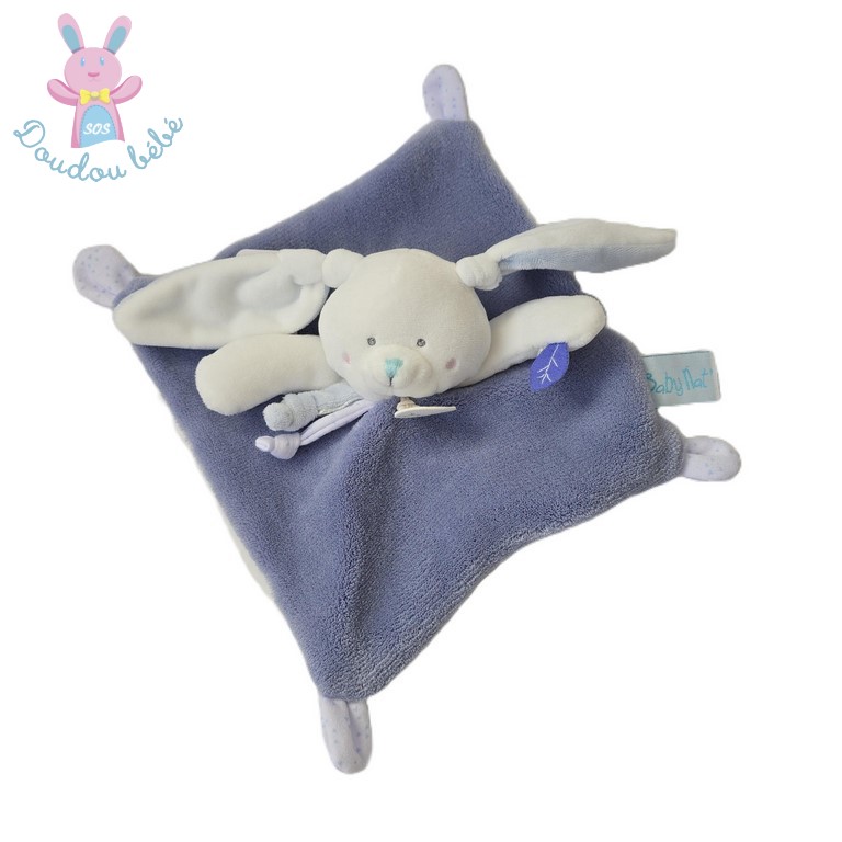 Doudou Lapin blanc polaire bleu tout doux BABY NAT