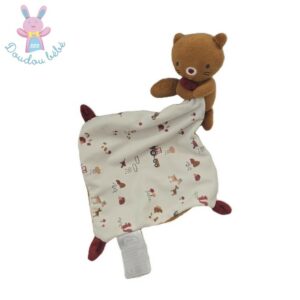 Doudou écureuil marron blanc mouchoir tracteurs MOTS D’ENFANTS