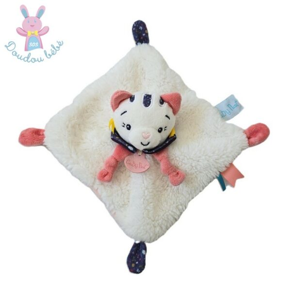 Doudou plat Chat Pollen blanc rose BABY NAT