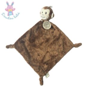 Doudou plat Singe Oeko marron blanc noir NATURE PLANET