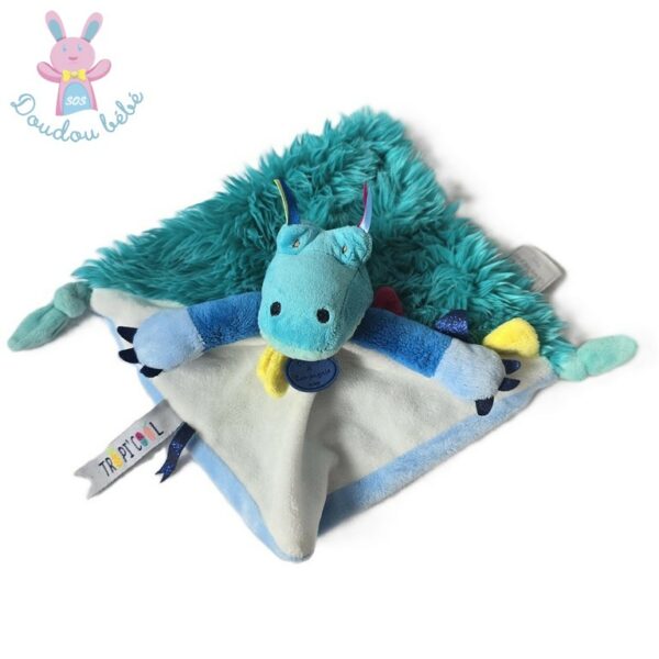 Doudou plat Crocodile Croco vert blanc Tropi'cool DOUDOU ET COMPAGNIE