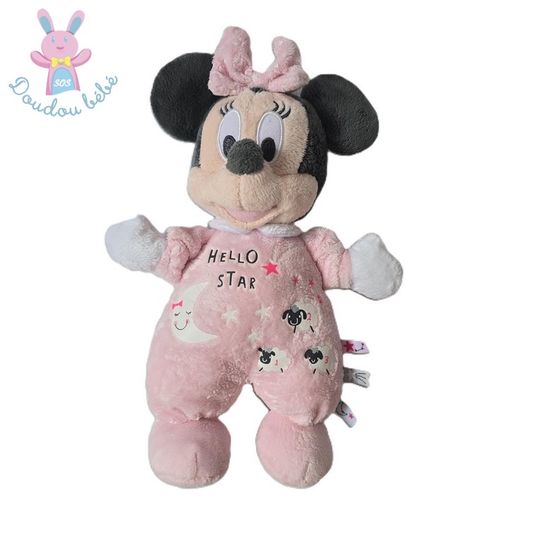 Doudou Souris Minnie rose Hello star luminescent Disney