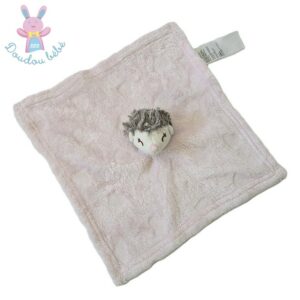 Doudou plat Hérisson rose blanc beige Gémo