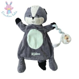 Doudou marionnette Malo le Blaireau gris blanc bleu KALOO