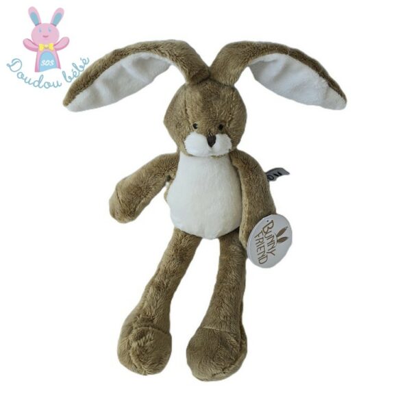 Doudou Lapin marron blanc BUNNY FRIEND ACTION