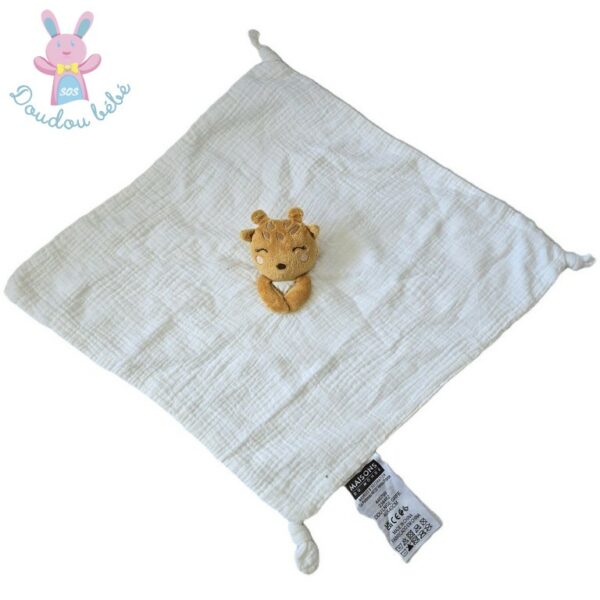 Doudou plat Girafe moutarde lange blanc MAISONS DU MONDE