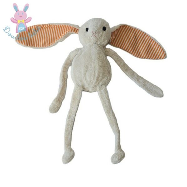 Doudou Lapin beige et rayé orange NATURE PLANET