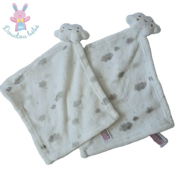 Lot 2 doudous plat Nuage blanc gris PRIMARK