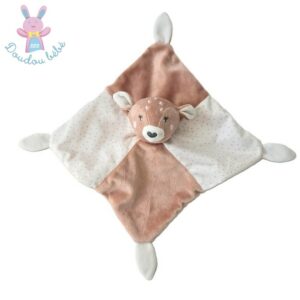 Doudou plat Biche rose blanc à pois Gémo