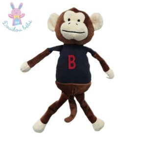 Doudou Singe marron marine rouge B BOUT’CHOU