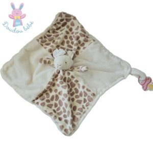 Doudou plat Girafe Lucy beige crème attache tétine BUKOWSKI