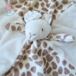Doudou plat Girafe Lucy beige crème attache tétine BUKOWSKI