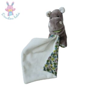 Doudou Hippopotame taupe mouchoir Bazile & Zoé BABY NAT