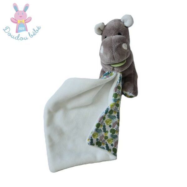 Doudou Hippopotame taupe mouchoir Bazile & Zoé BABY NAT