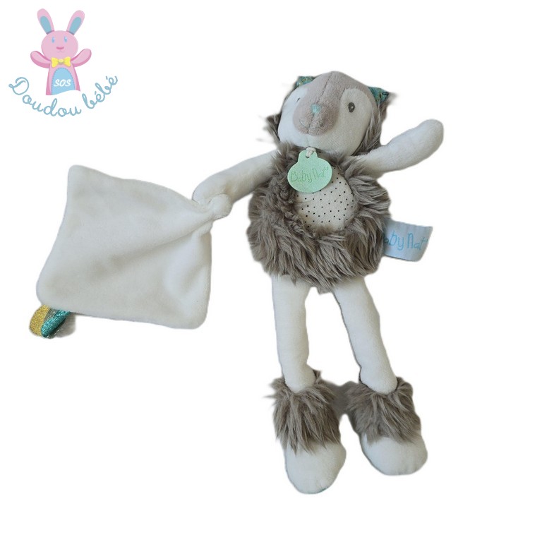 Doudou Ours Frisounours beige blanc mouchoir BABY NAT
