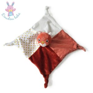 Doudou plat Ecureuil Biche orange blanc rayé étoiles SC CONSYS