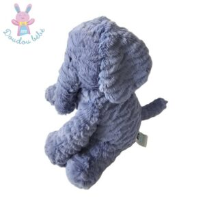 Doudou éléphant fourrure bleu 22 cm assis JELLYCAT