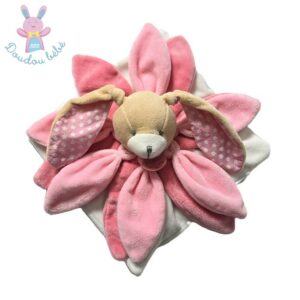 Lapin plat rose blanc pétales étoiles Collector DOUDOU ET COMPAGNIE