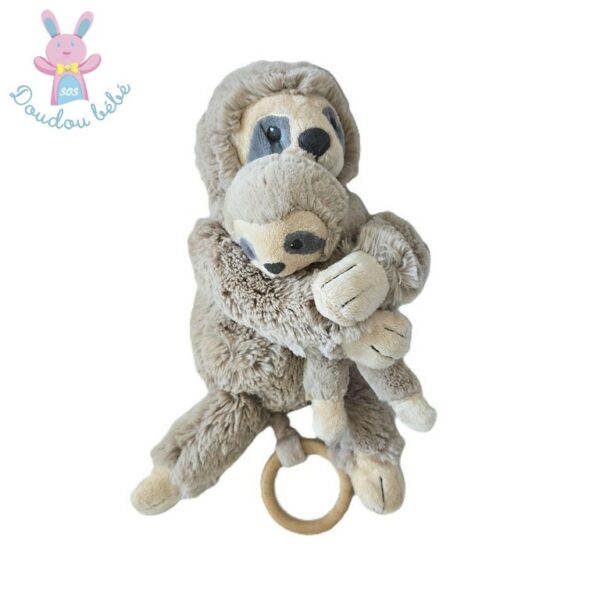 Doudou musical Paresseux et son bébé beige TEX