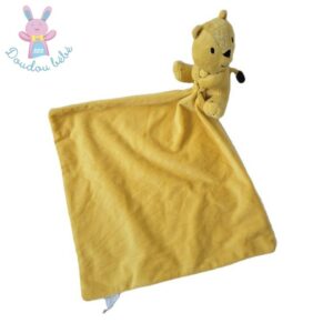 Doudou Tigre Lion mouchoir jaune noir Bébé Douceur