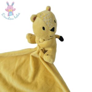 Doudou Tigre Lion mouchoir jaune noir Bébé Douceur