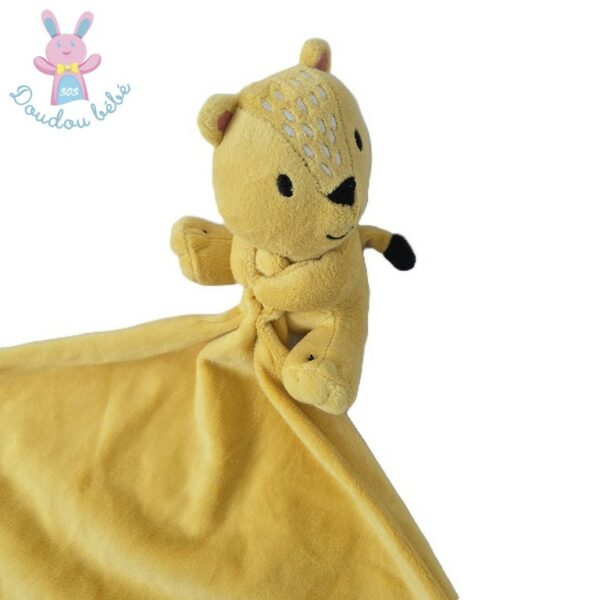 Doudou Tigre Lion mouchoir jaune noir Bébé Douceur