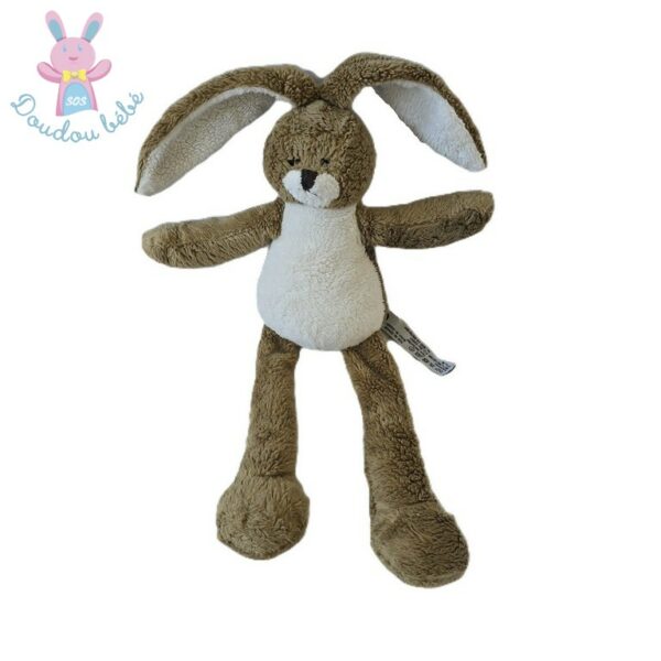 Doudou Lapin marron blanc BUNNY FRIEND ACTION