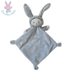 Doudou plat Lapin Ours bleu douce nuit étoiles MOTS D’ENFANTS