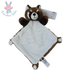 Doudou plat Panda roux marron blanc TEX BABY