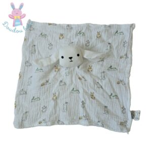 Doudou plat Lapin Mouton lange blanc motifs BOUT’CHOU MONOPRIX