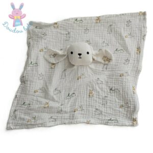 Doudou plat Lapin Mouton lange blanc motifs BOUT’CHOU MONOPRIX