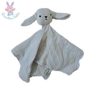 Doudou plat Lapin Mouton lange gris noir BOUT’CHOU MONOPRIX