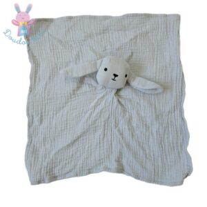 Doudou plat Lapin Mouton lange gris noir BOUT’CHOU MONOPRIX