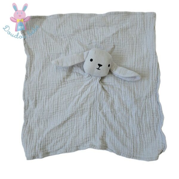 Doudou plat Lapin Mouton lange gris noir BOUT'CHOU MONOPRIX