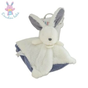 Doudou plat Lapin blanc et bleu fourrure Céleste BABY NAT
