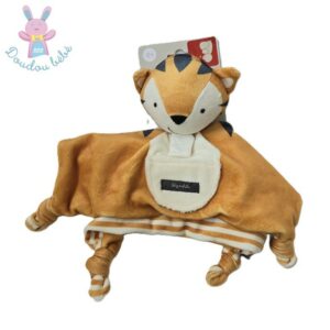 Doudou plat Tigre ggrrhh orange blanc rayé ORCHESTRA