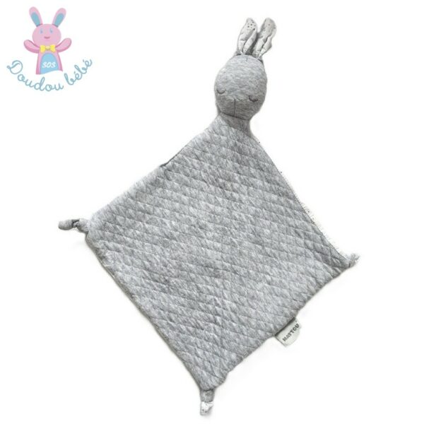 Doudou plat Lapin pure gris blanc matelassé NATTOU