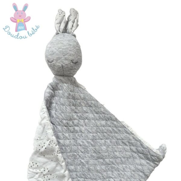 Doudou plat Lapin pure gris blanc matelassé NATTOU