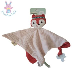 Doudou plat Renard tissu lange orange blanc LILLIPUTIENS