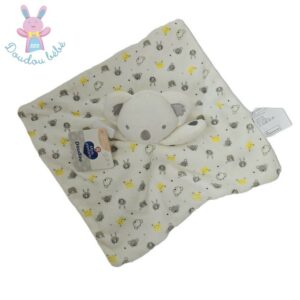 Doudou plat Koala blanc jaune gris MOTS D’ENFANTS SIPLEC
