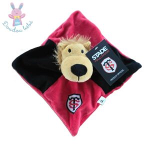 Doudou plat Lion beige rouge et noir écusson STADE TOULOUSAIN
