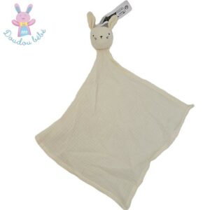 Doudou plat Lapin lange tissu blanc écru H&M