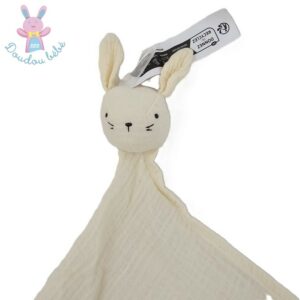 Doudou plat Lapin lange tissu blanc écru H&M