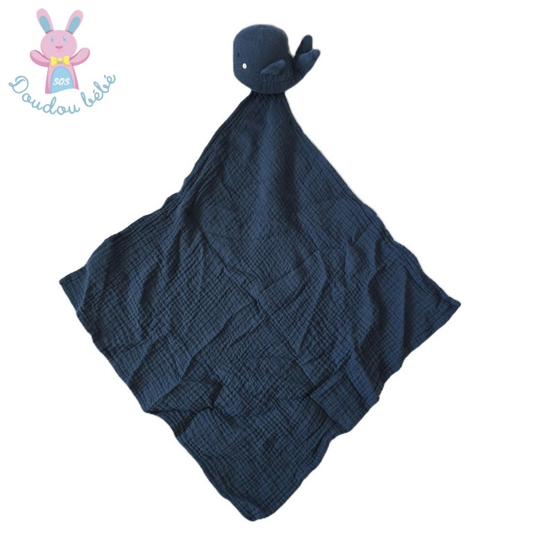 Doudou plat Baleine lange bleu foncé VERBAUDET
