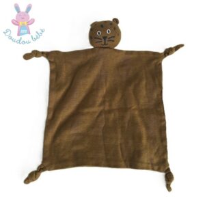 Doudou plat Tigre Lion lange naturel marron BOUT’CHOU MONOPRIX