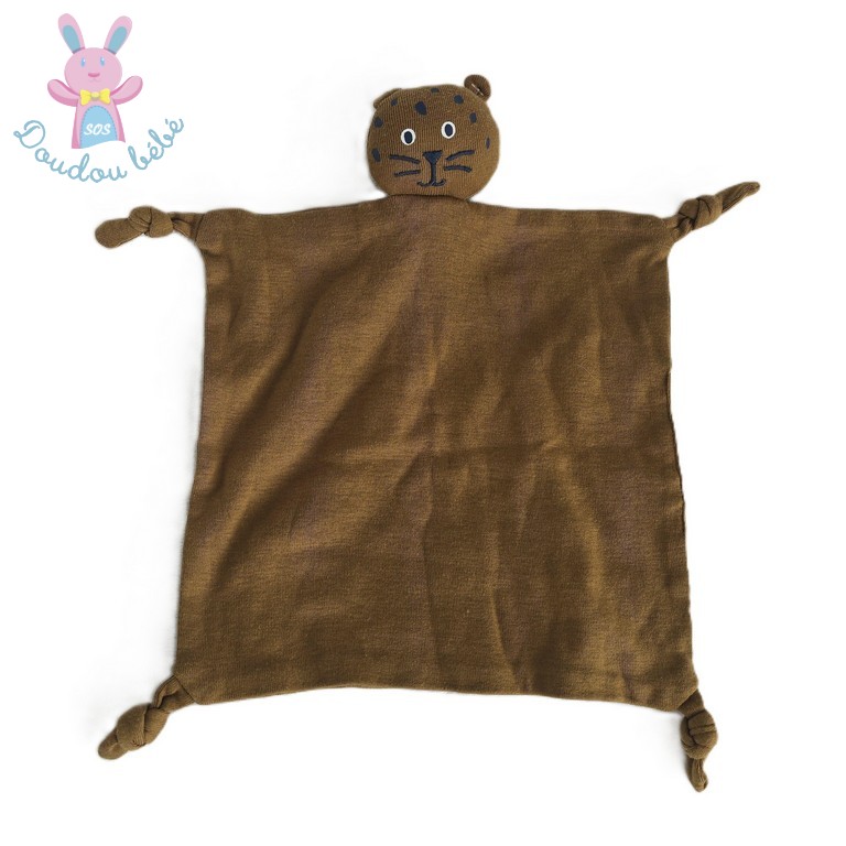 Doudou plat Tigre Lion lange naturel marron BOUT'CHOU MONOPRIX